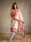 Handcrafted Blossom: Soft Pure Cotton Suit with Intricate Block Prints" (Softness aur beauty)