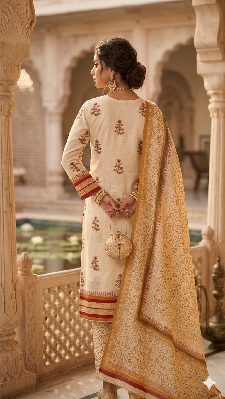 LVORI Printed Kurta Pant Dupatta Set for Women | Ethnic Festive Wear | Premium Designer Suit (Semi Stitched)