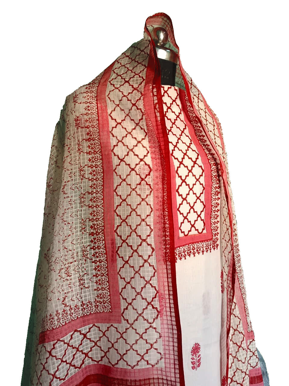 Handcrafted Blossom: Soft Pure Cotton Suit with Intricate Block Prints" (Softness aur beauty)